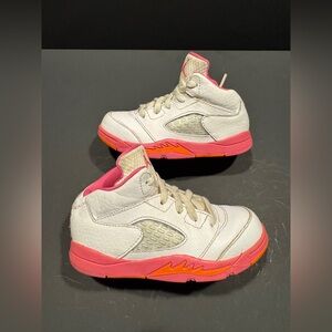 Nike Air Jordan 5 Retro Pinksicle White Toddler Td Size 9C‎ Shoes Sneakers